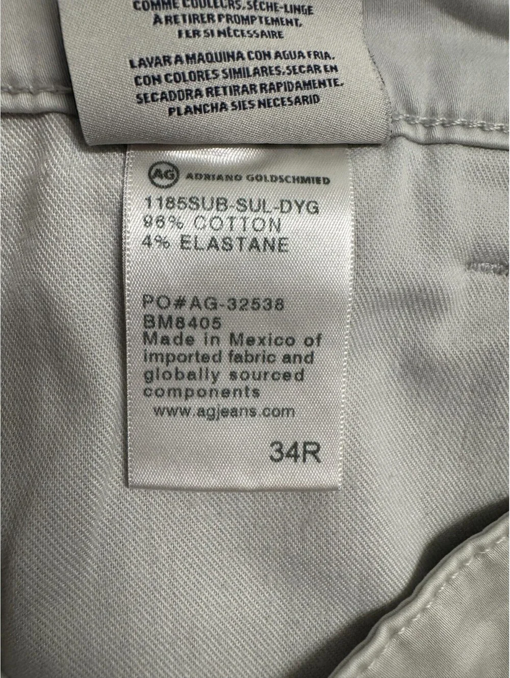 AG Adriano Goldschmied The Griffin Mens Pants 34R Khaki Stretch Chino